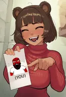 4chan ai_but_not_completely_ai_doe angry big_breasts bobina bobo breasts furry laughing pointing red_sweater subvariant:science_lover variant:markiplier_soyjak // 832x1216 // 87.8KB