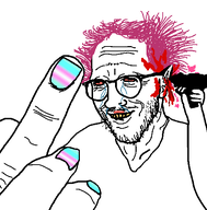 beard blood brain crying death flag:transgender_pride_flag gun hair lipstick purple_hair red_eyes stubble suicide tranny transgender_flag troon ugly unibrow variant:thunderf00t white_skin yellow_teeth // 529x538 // 32.2KB