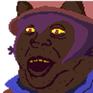 brown_skin cat_ear clothes hair hat jimbo_(namefag) jimbo_(user) jimbrap lips meta:namefags mouth_open niko_(oneshot) oneshot pixel_art series:jimbo_emotes variant:alicia yellow_sclera yellow_teeth // 97x97 // 1.5KB