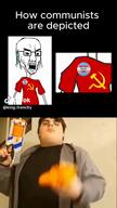 2024 badge beaner brown_hair buff communism fat flag:transgender_pride_flag gun hair hammer_and_sickle latino mexico meximutt mustache nerf open_mouth stong stubble tanktop text tiktok tranny trans_rights variant:chudjak video // 576x1024, 11.1s // 687.5KB