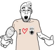 4soyjaks arm closed_mouth clothes ear glasses hand heart i_love open_mouth plush smile soyjak stubble subvariant:wholesome_soyjak tshirt variant:gapejak variant:markiplier_soyjak variant:shirtjak variant:soyak // 618x559 // 102.7KB