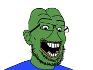 ear frog glasses green_skin mustache no_nose open_mouth pepe soyjak stubble variant:lemmuel // 800x600 // 16.5KB