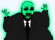 arm beard black_jacket central_intelligence_agency clothes fat federal_bureau_of_investigation glasses glowing green_skin hand necktie obese open_mouth suit suit_and_tie sunglasses trend:glowie variant:mutaharjak white_shirt // 1287x944 // 148.0KB