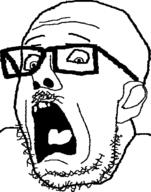 ear glasses looking_down mustache open_mouth scared shocked soyjak stubble variant:unknown // 527x669 // 15.7KB