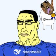 artificial_intelligence award brown_skin clothes deepseek hanging logo muscles openai rope subvariant:brunetto subvariant:perceptive_chud tshirt variant:bernd variant:chudjak yellow_skin // 799x799 // 104.8KB