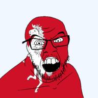 angry animal british england flag flag:kent glasses hair horse kent looking_at_you mustache open_mouth soyjak stubble teeth united_kingdom variant:feraljak // 1500x1500 // 229.4KB