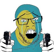 country countrywar crying flag flag:palau glasses gun hair hand holding_object open_mouth palau pistol soyjak stubble teeth variant:feraljak // 1117x1066 // 693.5KB