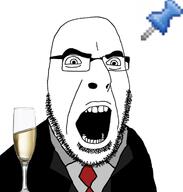 angry clothes glass glasses necktie open_mouth push_pin soyjak sticky stubble suit variant:cobson wine // 680x713 // 170.3KB