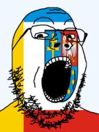 animal bird christianity country eagle flag flag:świętokrzyskie glasses looking_at_you open_mouth poland soyjak star_(symbol) stubble teeth text transparent transparent_background variant:gapejak voivodeship świętokrzyskie // 600x800 // 59.8KB