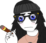 beanie blue_eyes blush cigar eyebags frown glasses hand holding_object smoking variant:soytan // 548x519 // 13.5KB