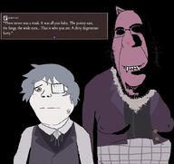 2soyjaks animal cat cat_ear clothes daan_dutch eyepatch fangs fear_and_hunger furry glasses grey_eyes grey_hair grey_skin groomer orange_eyes pocketcat purple_shirt purple_skin stubble subvariant:hornyson subvariant:shoyta teeth variant:cobson variant:gapejak video_game whisker // 906x856 // 104.7KB