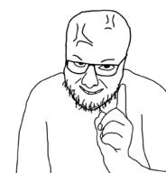 big_forehead big_head glasses grin hand pointing smile smug stubble template variant:interjak vein white_background // 962x1002 // 142.3KB