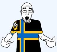 arm british caithness clothes ear flag flag:caithness glasses hair hand open_mouth pointing scotland soyjak stubble teeth tshirt united_kingdom variant:shirtjak // 1236x1118 // 47.0KB