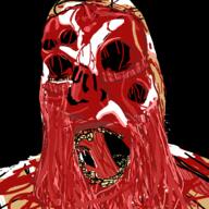 black_background blood deformed faceless gore hole melting nightmare_fuel no_eyebrows no_eyes no_nose open_mouth red skin teeth variant:cobson yellow_teeth // 721x720 // 97.3KB