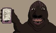 africa balding black brown_skin deformed_arm dyed_hair fat hand happy holding_object meta:tagme missing_teeth moustache phone purple_hair rotten_teeth slopjak smile stains thick_lips tranny troonella variant:bernd variant:soytan variant:soytan_gooner wide_nose yellowed // 600x360 // 19.5KB