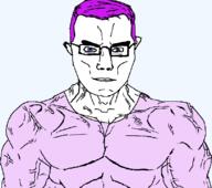 aryan blue_eyes buff lankybox purple_hair subvariant:muscular_chud variant:chudjak // 814x720 // 43.0KB