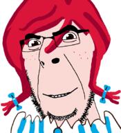 brown_eyes fast_food female freckles girl hair logo looking_at_you red_hair smile soyjak stubble variant:cobson wendys white_skin // 775x849 // 133.5KB