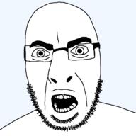 front_facing glasses hair open_mouth soyjak stubble teeth transparent transparent_background variant:cobson // 721x720 // 12.1KB