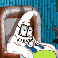 animated cartoon clothes glasses laughing open_mouth patrick_star pointing soyjak spongebob_squarepants stubble variant:unknown // 330x200 // 519.4KB