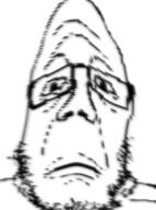 closed_mouth deformed distorted frown glasses soyjak stubble variant:markiplier_soyjak wrinkles // 515x690 // 227.2KB