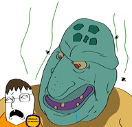 artist:termitesilva big_nose blackheads dan drool fat green_skin groomer meta:namefags pedophile red_eyes scared soybooru squidward sweaty trevor(user) variant:disgusting_trevorcreature // 803x768 // 56.4KB