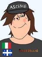 ascence_(user) blush brown_hair cap clothes female flag flag:italy flag:quebec glasses green_eyes hair hat looking_at_you meta:namefags nose ongezellig smile subvariant:terryjak text variant:bernd white_skin zellig // 870x1174 // 103.3KB