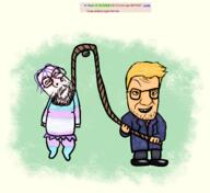 2soyjaks arm art beard bloodshot_eyes closed_mouth clothes donald_trump drawfag drawing full_body glasses hand hanging holding_rope leg orange_skin request rope shoe skirt smile stubble subvariant:scholar suit tranny transgender_flag variant:gapejak variant:snopesjak yellow_hair // 1369x1255 // 1.0MB