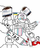 ack acking arm bait bgc body chud crying estrogen fins foot full_body head hrt killing laser leg mech mecha nazism ominous purple_hair red_eyes robot rocket smile smoke swastika tbd text tongue tranny trans_laser transgender_flag troonella ukraine variant:bernd white_background white_skin yellow_teeth // 432x518 // 80.0KB