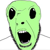 alien black_eyes nose open_mouth soyjak stubble teeth variant:cobson // 494x500 // 32.8KB