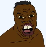 aliased angry black_skin brown_eyes hair large_nose lips meta:not_a_duplicate nigger no_glasses subvariant:feralnigger template tyrone variant:feraljak yellow_sclera // 1025x1050 // 27.3KB
