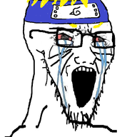 anime bloodshot_eyes crying facial_mark forehead_protector glasses hair headband konohagakure_symbol naruto_(series) open_mouth soyjak stretched_mouth stubble uzumaki_naruto variant:soyak whisker_marks yellow_hair // 785x1000 // 311.1KB