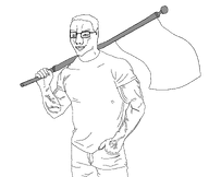 buff closed_mouth flag flagpole glasses holding_object smug subvariant:muscular_chud2 template transparent transparent_background transparent_shirt variant:chudjak // 2458x2073 // 194.1KB