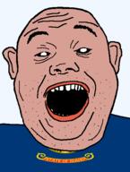 amerimutt black_sclera clothes ear flag flag:idaho hair idaho open_mouth red_shirt soyjak state stubble teeth text transparent_background united_states variant:alicia // 418x555 // 24.1KB