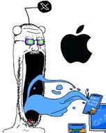 apple drinking frutiger_aero glasses inverted_eye_color iphone mac_os soyjak stubble subvariant:soyak_soymilk variant:soyak xitter // 801x1011 // 61.6KB