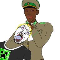 black_skin bloodshot_eyes blue_eyes clothes collar_tabs communism creeper crying ear flag glasses hammer_and_sickle hand hat kgb minecraft mustache open_mouth sharingan soyjak soyjaks star stubble tongue uniform variant:bernd variant:carterjak variant:kuzjak video_game yellow_hair // 2000x2000 // 552.3KB