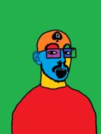 ear glasses mustache open_mouth queen_of_spades soyjak spade stubble trend:colorjak variant:jonbert // 612x816 // 14.2KB