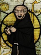 christianity clothes glasses hair hand irl_background monk mustache philosophy soyjak stubble text variant:feraljak william_of_ockham // 271x361 // 192.1KB