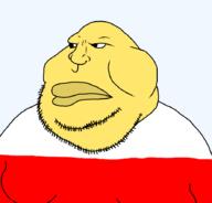 closed_mouth countrywar fat flag flag:poland obese poland soyjak stubble variant:meximutt yellow_skin // 888x849 // 18.5KB