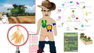 2soyjaks accessory agriculture angry armband award badge blacked brown_skin cap clothes euro european_union faggot farming flag:european_union frog full_body garden glasses green_skin hair harvester hat infographic john_deere laughing magnifying_glass medal money naked penis pepe permaculture plant queen_of_spades red_circle ribbon shorts small_penis smile sticky subvariant:chudjak_front subvariant:obsessedchud text thumbs_up tiny_penis variant:chudjak variant:cobson wheat wheat_field // 1920x1080 // 1.6MB