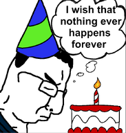 birthday birthday_cake birthday_hat closed_eyes glasses hair sad variant:chudjak // 662x693 // 42.2KB