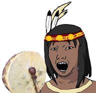 brown_skin collar dark_hair drum feather_hat native_american variant:kuzjak // 1000x971 // 621.5KB
