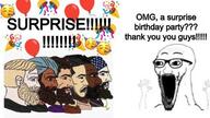 arm birthday confetti emoticon excited glasses hand hands_up nordic_chad open_mouth soyjak stubble subvariant:wewjak text variant:soyak // 640x360 // 59.8KB