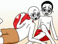 2soyjaks arm art beach drawing full_body glasses hair hand leg redraw shorts soiboi soyjak stubble variant:chudjak variant:soyak // 1280x976 // 376.2KB