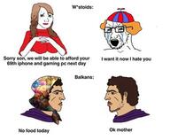 balkans bloodshot_eyes brown_hair child clothes crying glasses hair hat nordic_chad open_mouth soyjak stubble variant:soyak variant:wojak west wojak // 360x296 // 20.5KB
