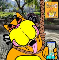 ACK! Gaturro bloodshot_eyes holding_phone phone pijurro rope shitpost statue variant:bernd // 1152x1163 // 1.6MB