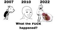 2007 2010 2022 arm bbc black_skin bloodshot_eyes clothes crying diary_of_a_wimpy_kid ear earring full_body glasses greg_heffley hair hairy hand hyperpreg leg meme nose_piercing open_mouth pregnant queen_of_spades soyjak stubble suicide tattoo text tongue tshirt variant:bernd variant:cobson variant:wojak vore wojak yellow_teeth // 5623x2975 // 824.5KB
