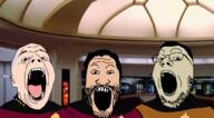 3soyjaks clothes ear glasses grey_hair hair meta:tagme open_mouth soyjak star_trek stubble tagme_character_name variant:gapejak variant:isaac variant:markiplier_soyjak white_skin // 1618x892 // 420.4KB