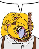 animal dog ear glasses hanging janny open_mouth rope soyjak speech_bubble speech_bubble_empty stubble suicide variant:bernd yellow_skin // 631x791 // 107.5KB