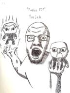 anthony_fauci black_and_white clothes drawfag drawing funko_pop glasses ink klaus_schwab magic meta:soytober meta:soytober2024 open_mouth shadow soyjak stubble suit variant:yurjak vein // 1536x2048 // 2.1MB