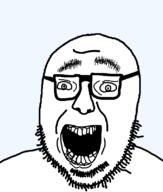 crooked_teeth glasses happy open_mouth soyjak stubble template variant:volcanojak // 677x799 // 18.8KB